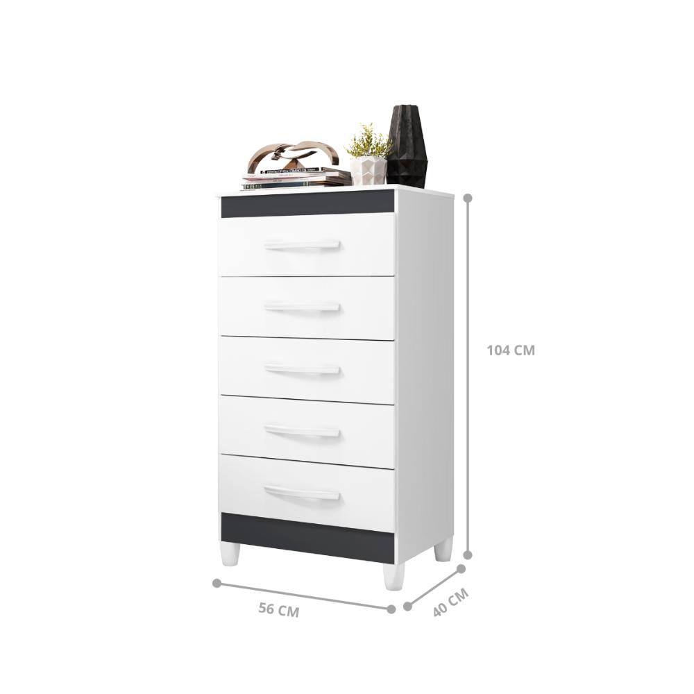 Comoda Milady 5 Gavetas Titanium