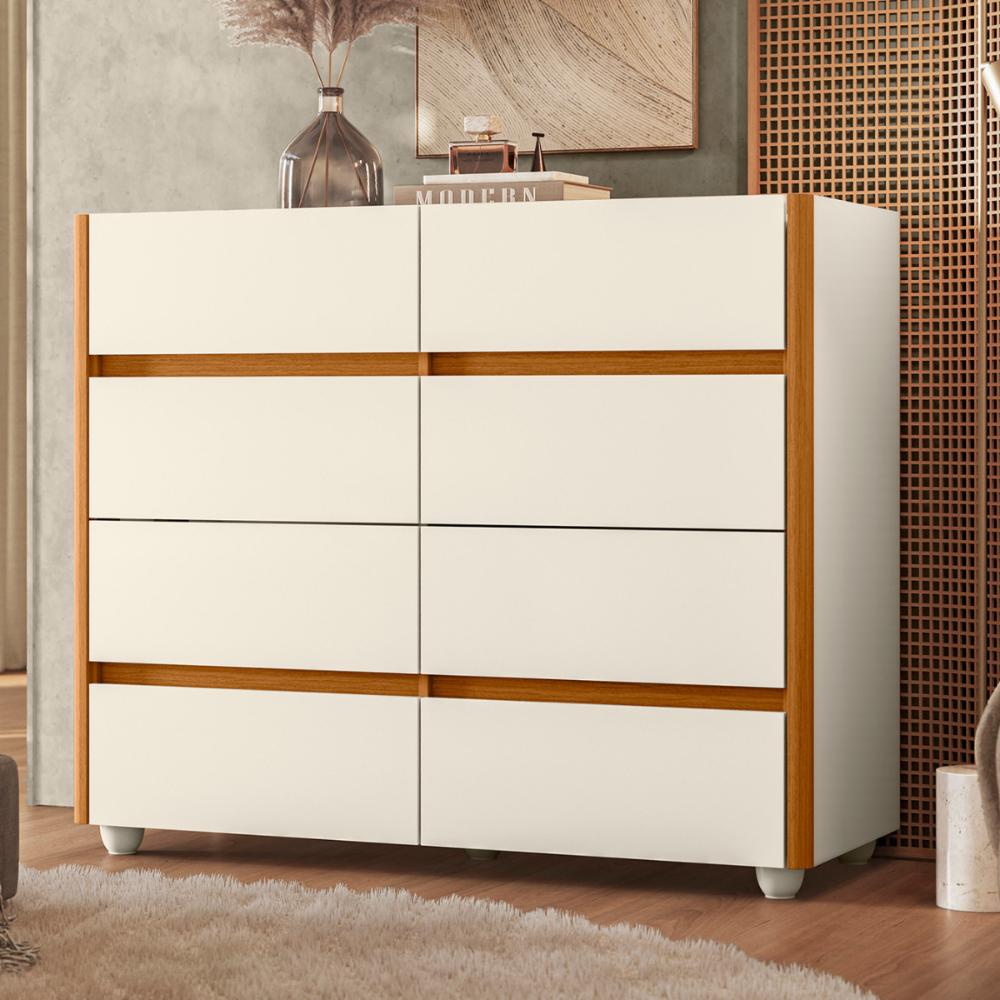 Comoda Tampo Vidro Ubarana Off White Cinamomo