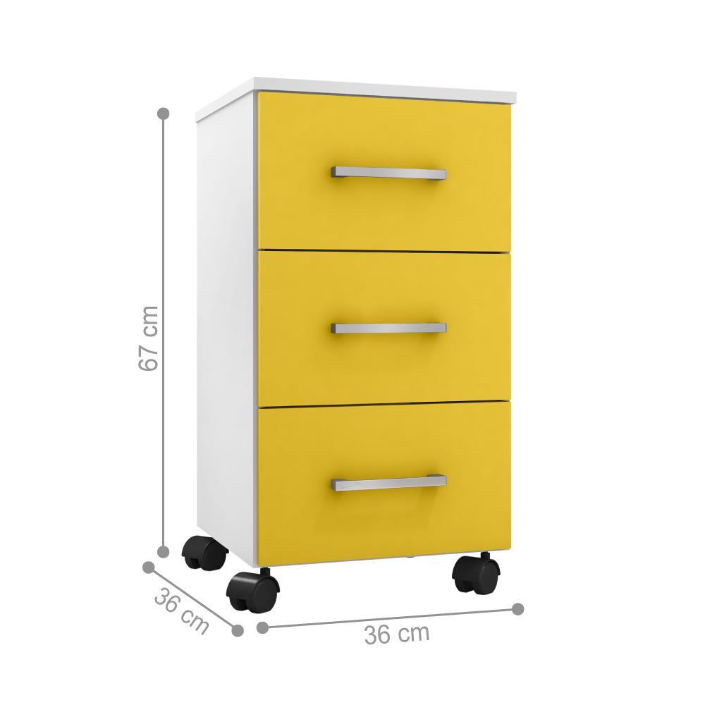 Conjunto 2 Gaveteiros Barbara Branco Amarelo Flex