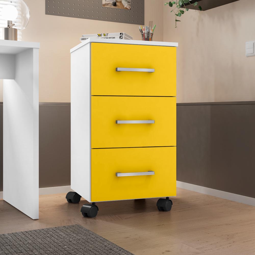 Conjunto 2 Gaveteiros Barbara Branco Amarelo Flex