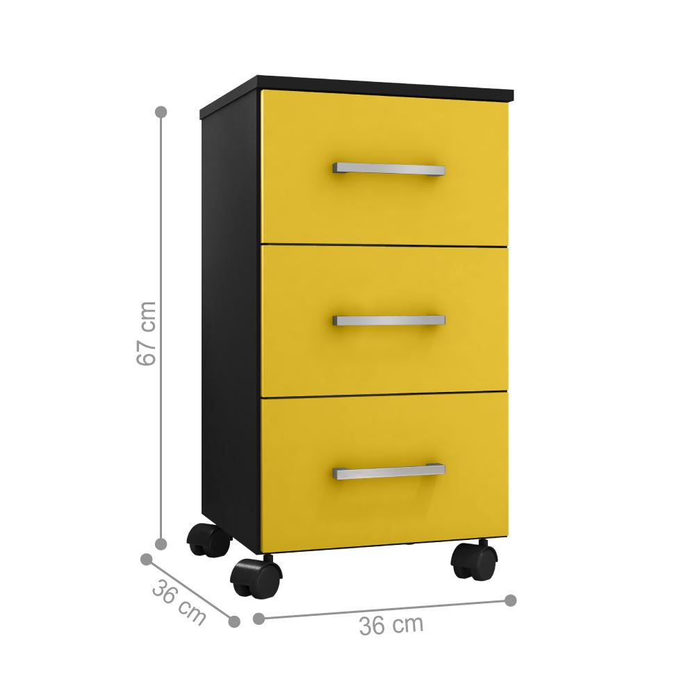 Conjunto 2 Gaveteiros Barbara Preto Amarelo Flex