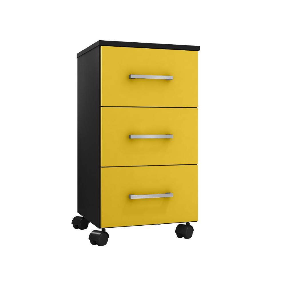 Conjunto 2 Gaveteiros Barbara Preto Amarelo Flex