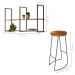Conjunto 4 Bancos e Prateleira Cozinha Vintage Alfred Madeira