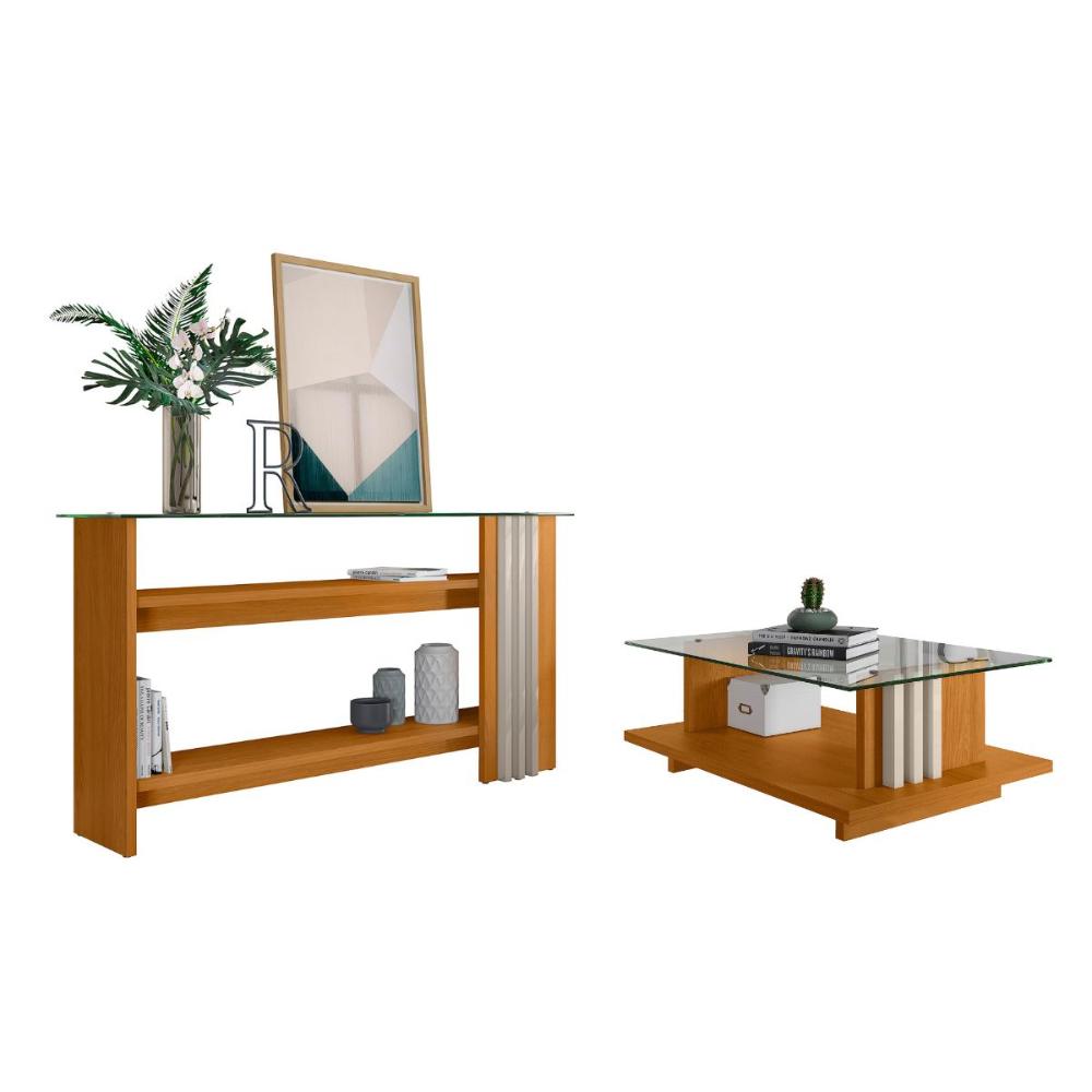 Conjunto Aparador e Mesa Centro Varsóvia Cinamomo Off White