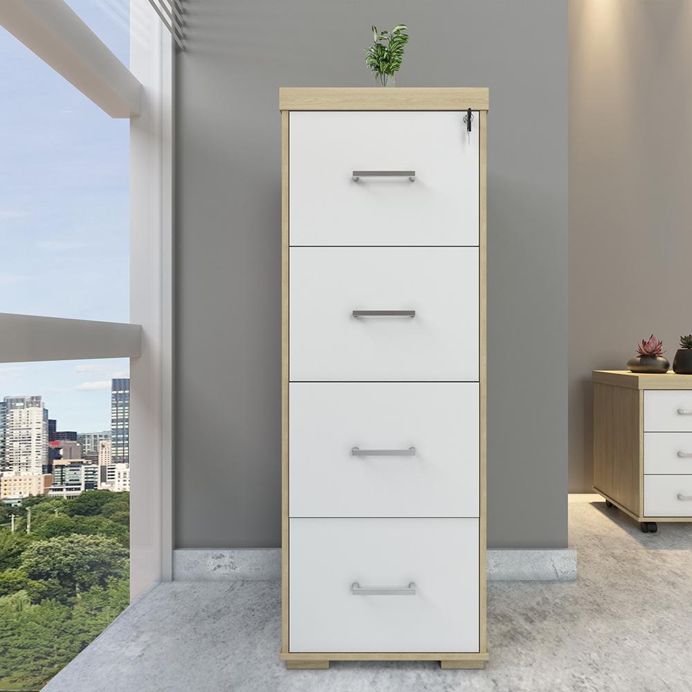 Conjunto Balcão e Arquivo Berlim Carvalho Branco