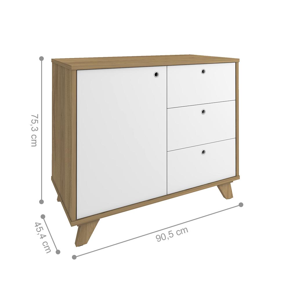 Conjunto Balcão e Gaveteiro Basildon Olmo Branco