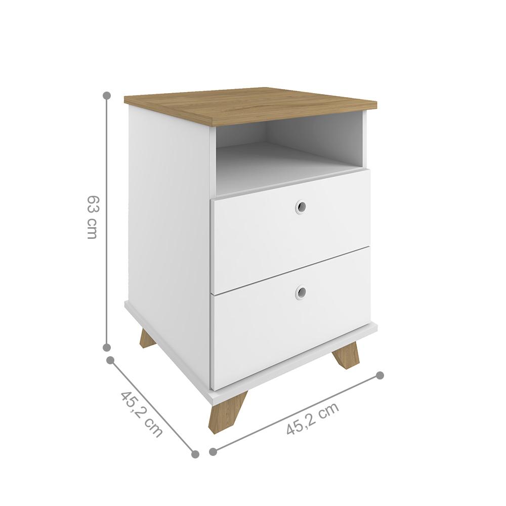 Conjunto Balcão e Gaveteiro Basildon Olmo Branco