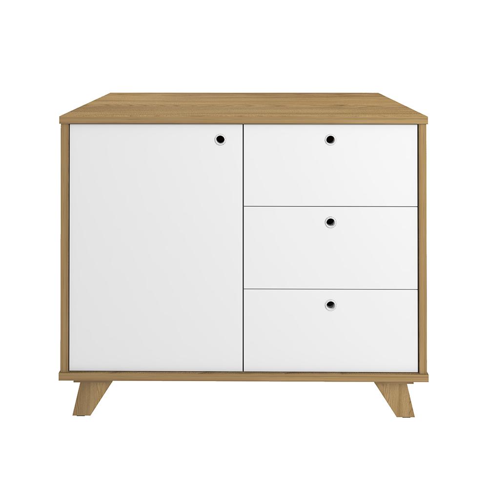 Conjunto Balcão e Gaveteiro Basildon Olmo Branco