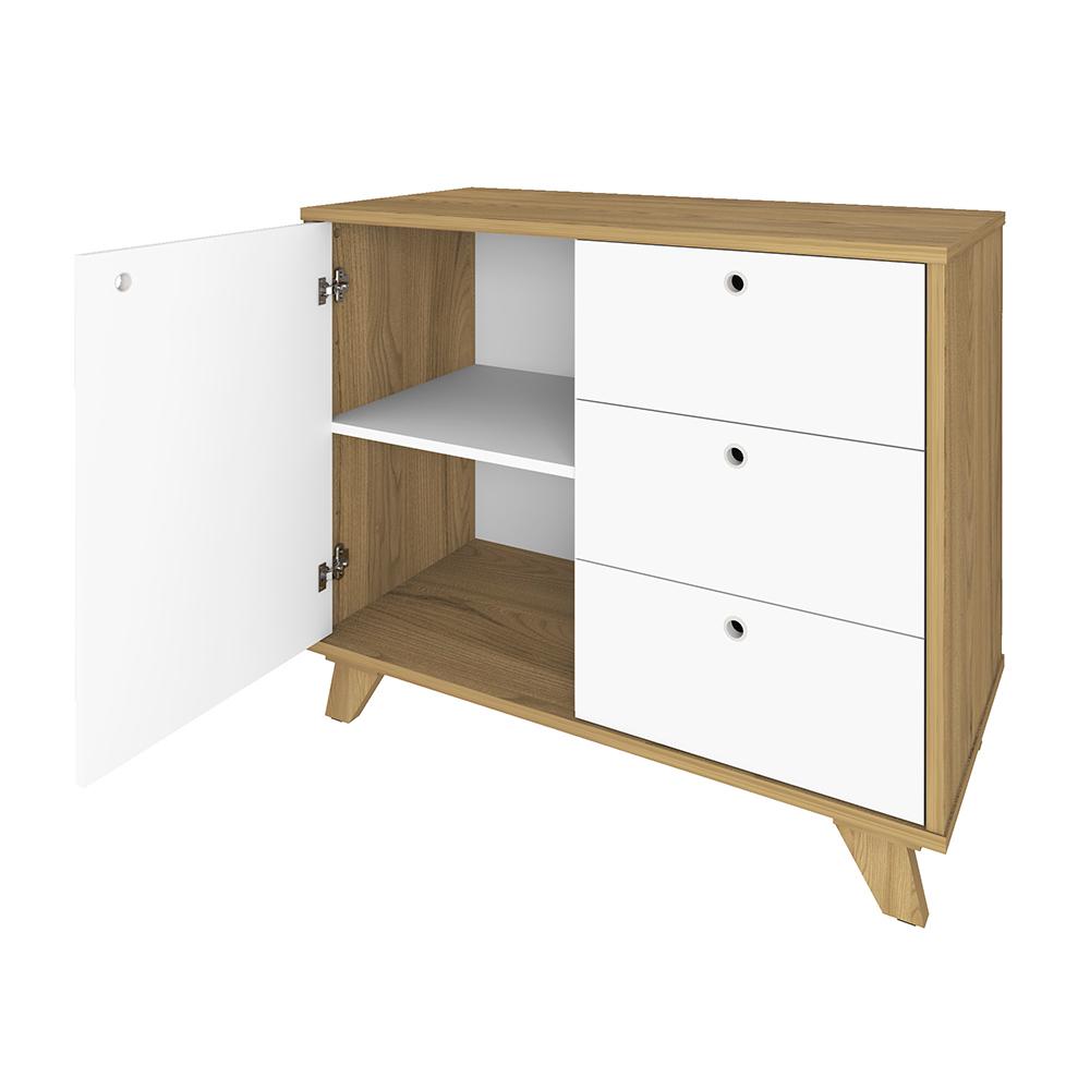 Conjunto Balcão e Gaveteiro Basildon Olmo Branco