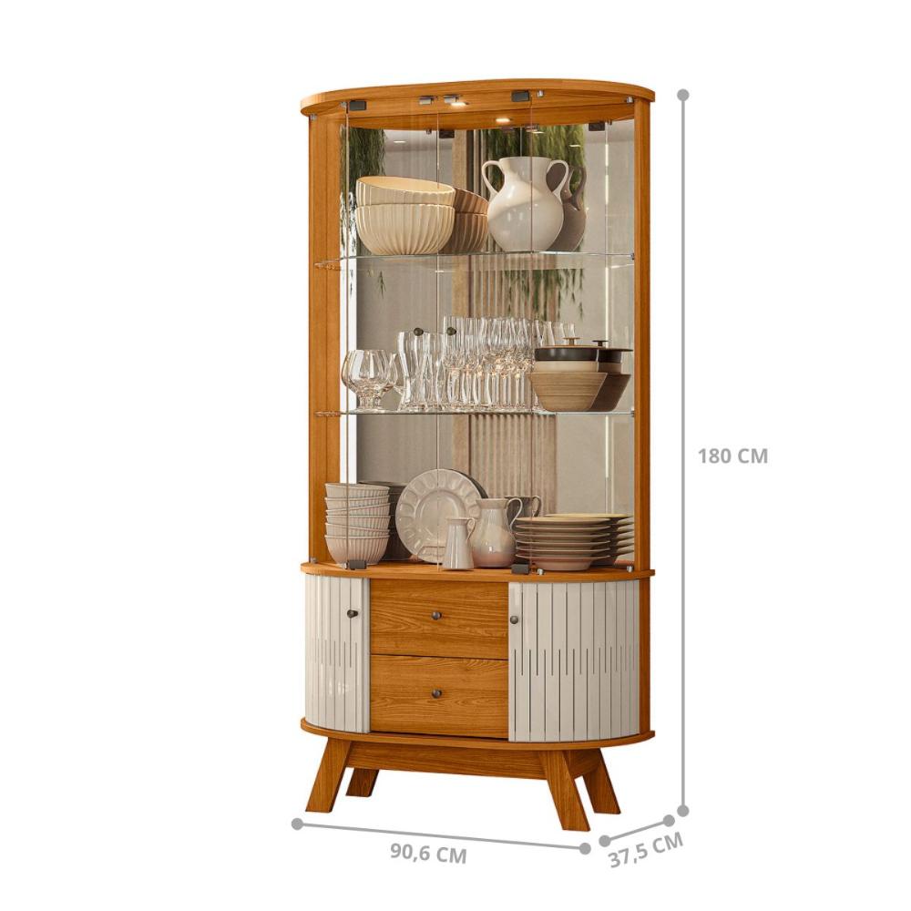 Conjunto Buffet e Cristaleira Budapeste Cinamomo Off White