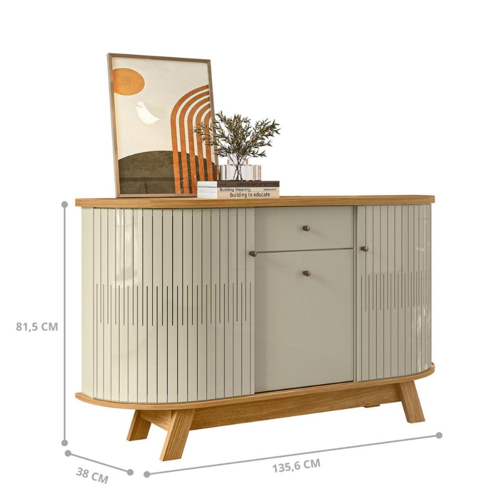 Conjunto Buffet e Cristaleira Budapeste Cumaru Opala