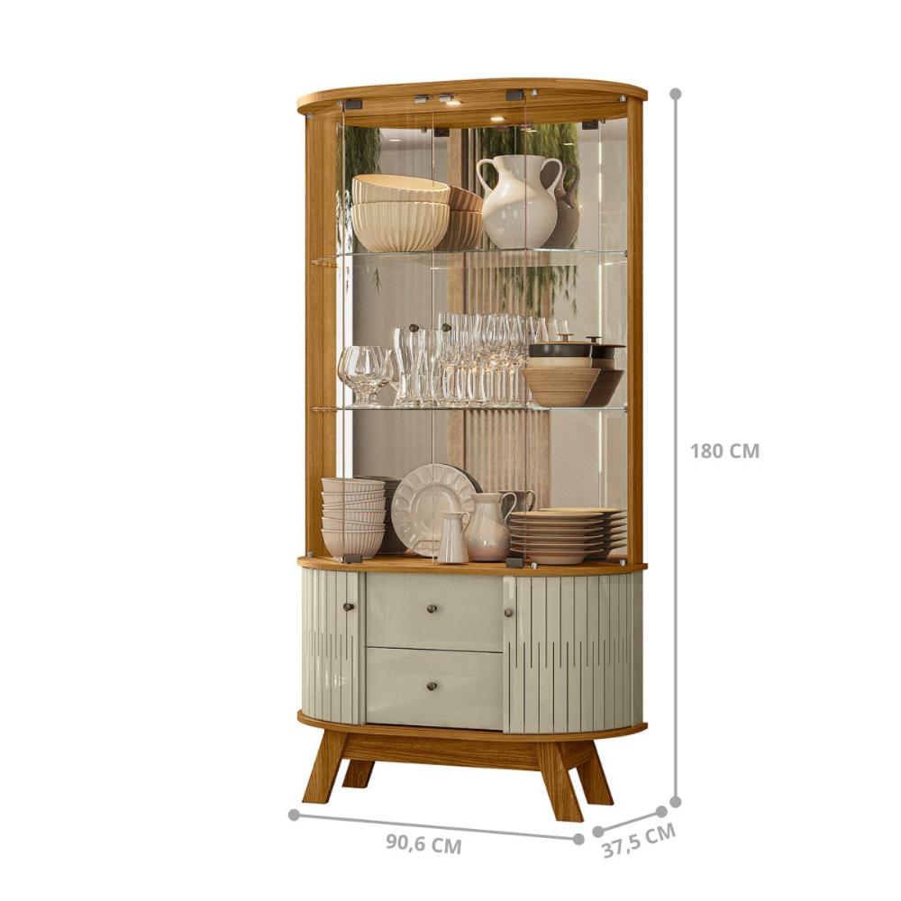 Conjunto Buffet e Cristaleira Budapeste Cumaru Opala
