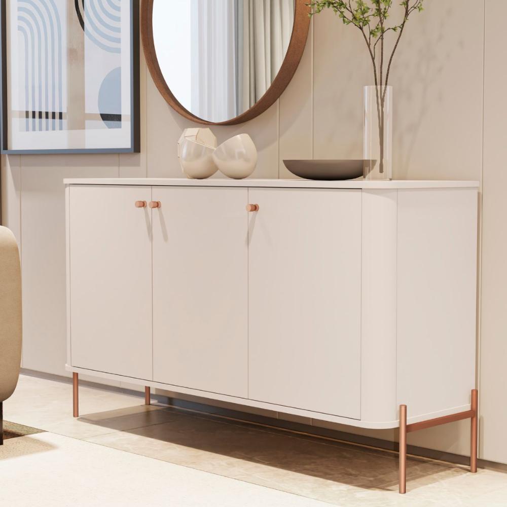 Conjunto Buffet e Cristaleira Lirio Off White Bronze