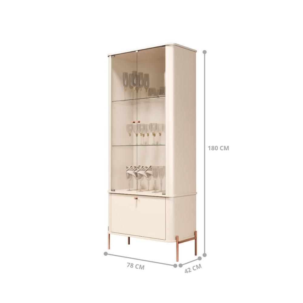 Conjunto Buffet e Cristaleira Lirio Off White Bronze