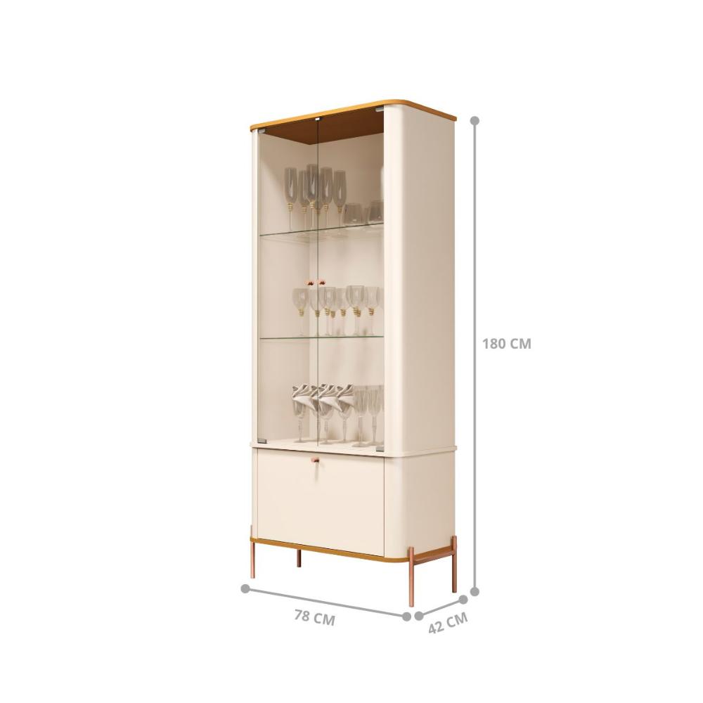 Conjunto Buffet e Cristaleira Lirio Off White Nature Bronze