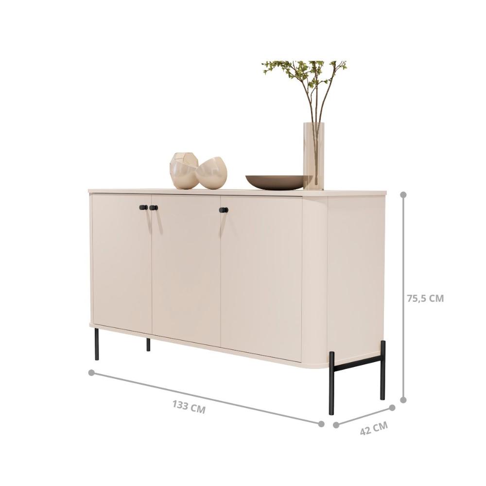 Conjunto Buffet e Cristaleira Lirio Off White Preto
