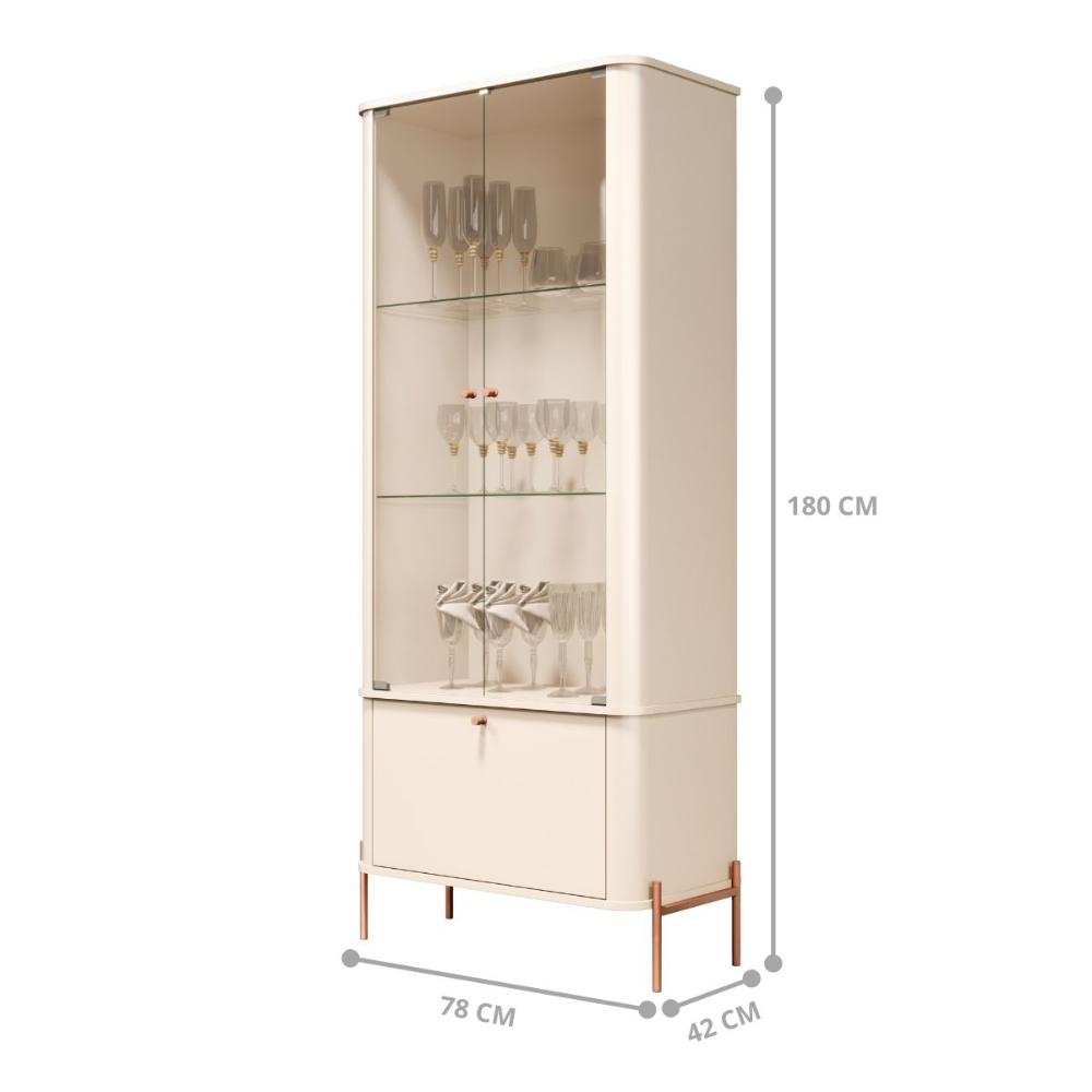 Conjunto Buffet e Cristaleira Rouxinol Off White Bronze