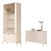 Conjunto Buffet e Cristaleira Rouxinol Off White Dourado