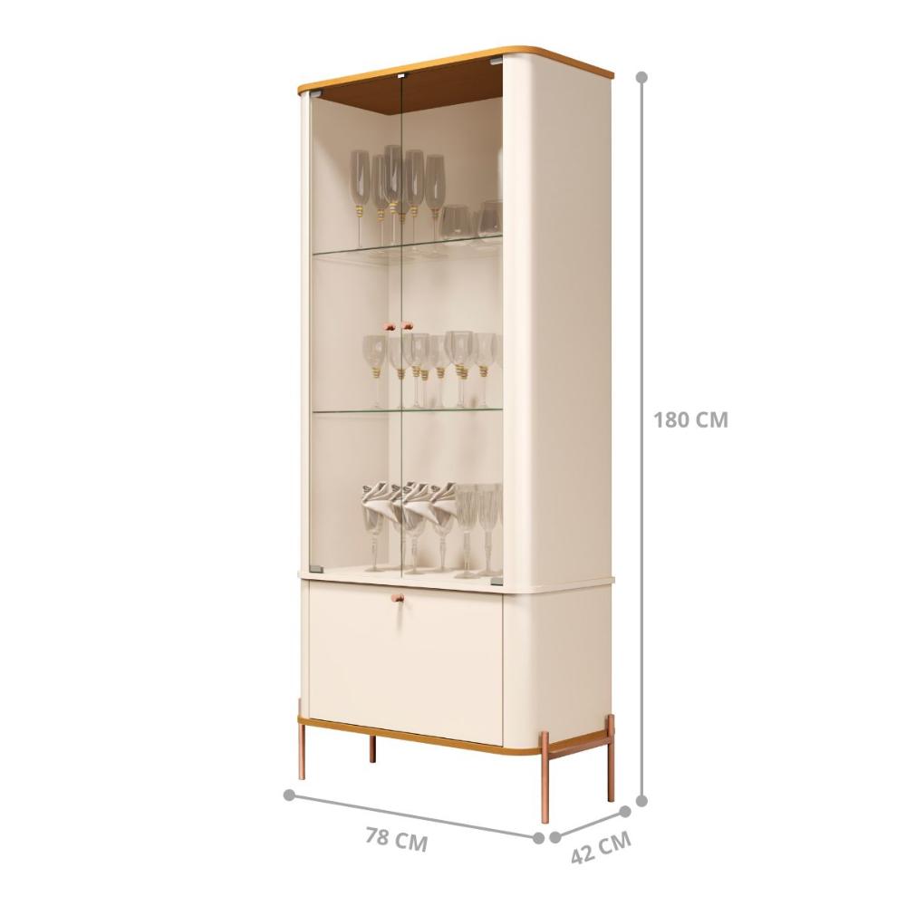 Conjunto Buffet e Cristaleira Rouxinol Off White Nature Bronze