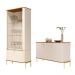 Conjunto Buffet e Cristaleira Rouxinol Off White Nature Dourado
