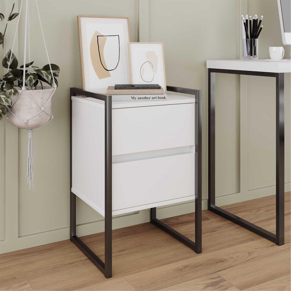 Conjunto Buffet e Gaveteiro Industrial Paris Branco