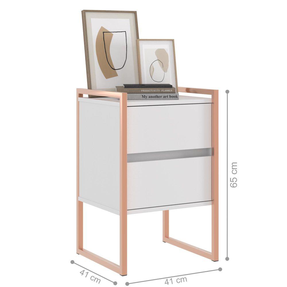 Conjunto Buffet e Gaveteiro Industrial Paris Branco Cobre