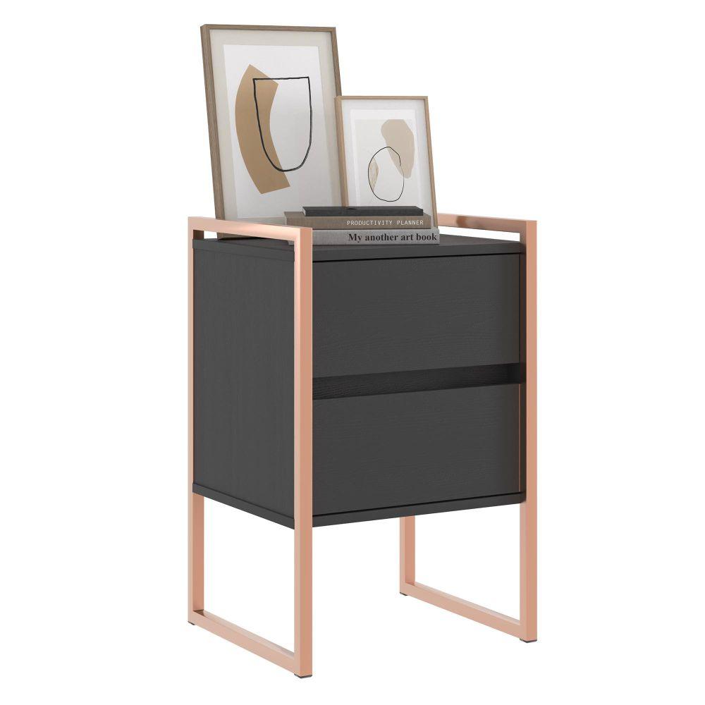 Conjunto Buffet e Gaveteiro Industrial Paris Preto Cobre