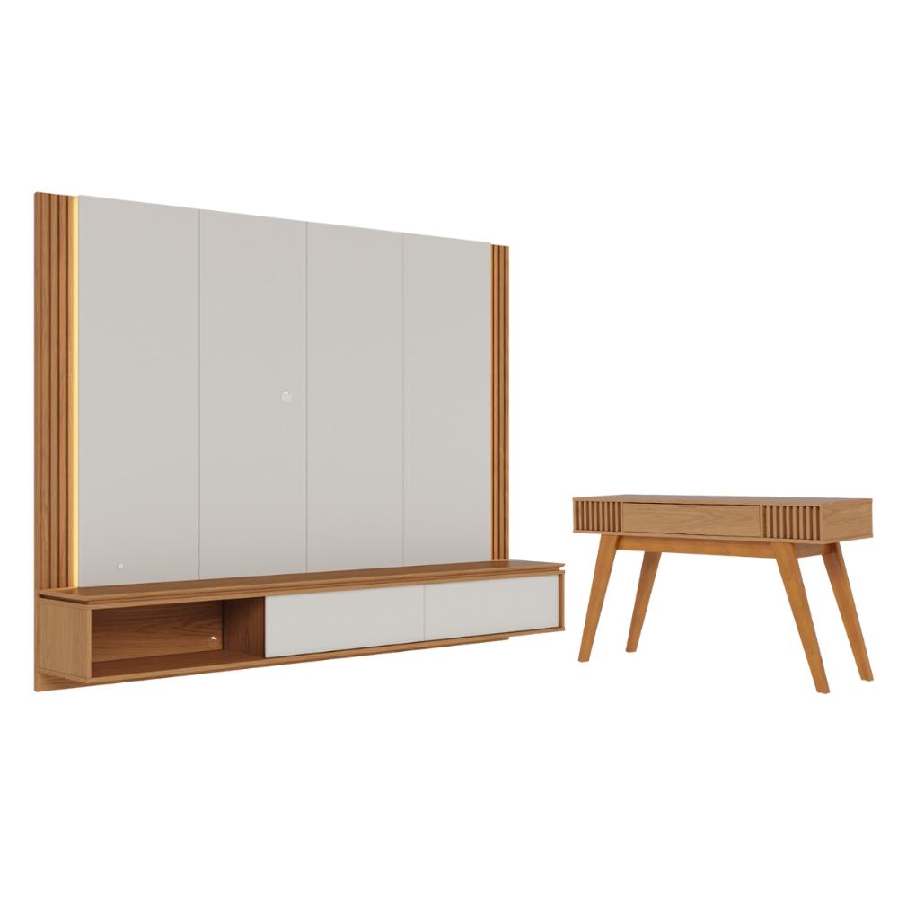 Conjunto Buffet e Painel Tv Iris Off White Matte Freijo
