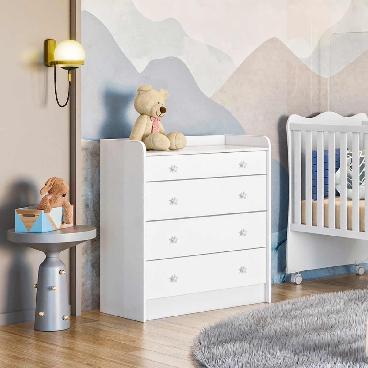 Conjunto Completo Quarto Infantil Quebec Branco Branco