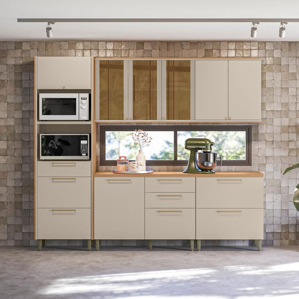 Conjunto Cozinha Compacta Madri Jequitiba Off White