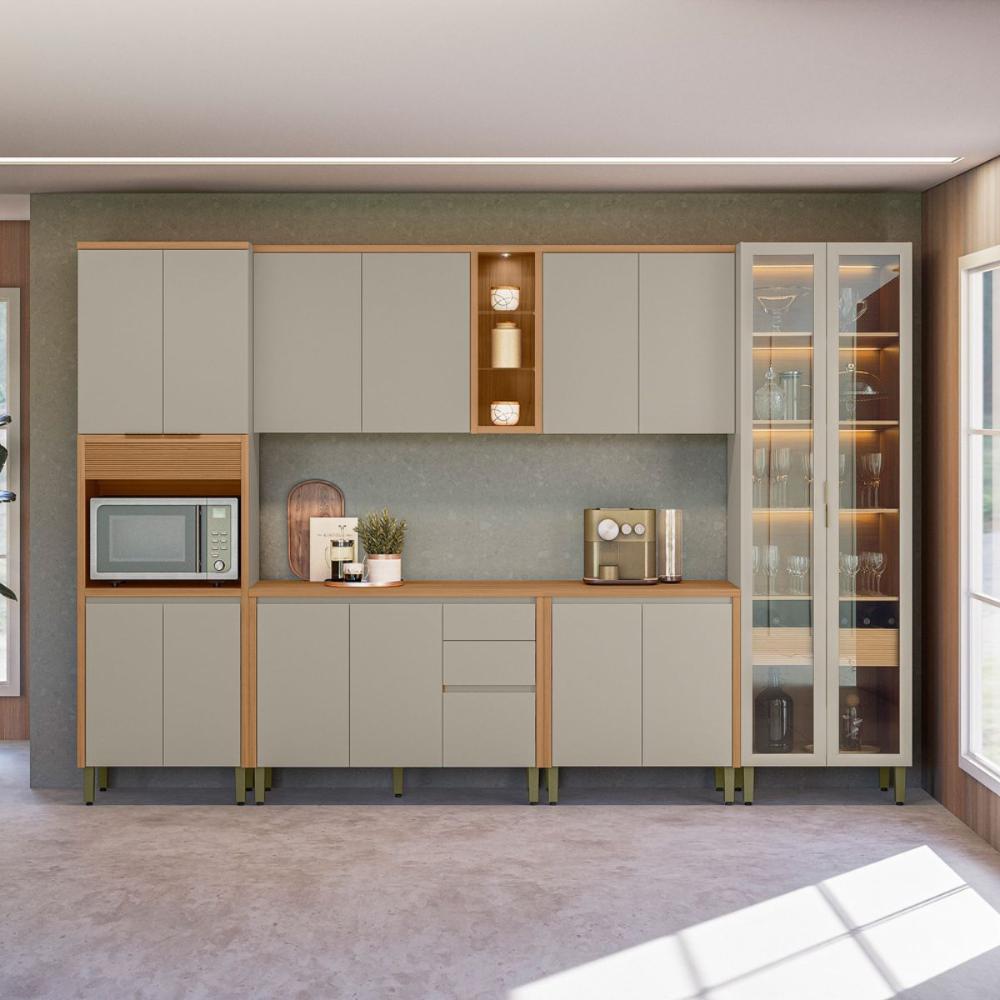 Conjunto Cozinha Compacta Osaka Jequitiba Gris Fosco