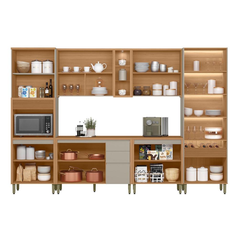 Conjunto Cozinha Compacta Osaka Jequitiba Gris Fosco