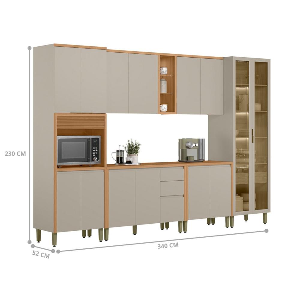 Conjunto Cozinha Compacta Osaka Jequitiba Gris Fosco