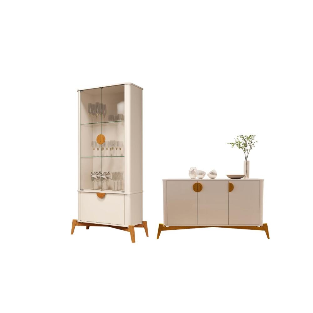 Conjunto Cristaleira e Buffet Alamo Off White