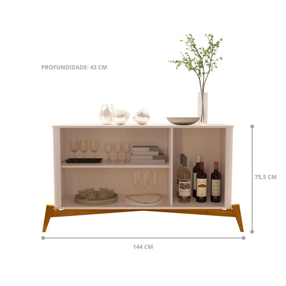 Conjunto Cristaleira e Buffet Alamo Off White