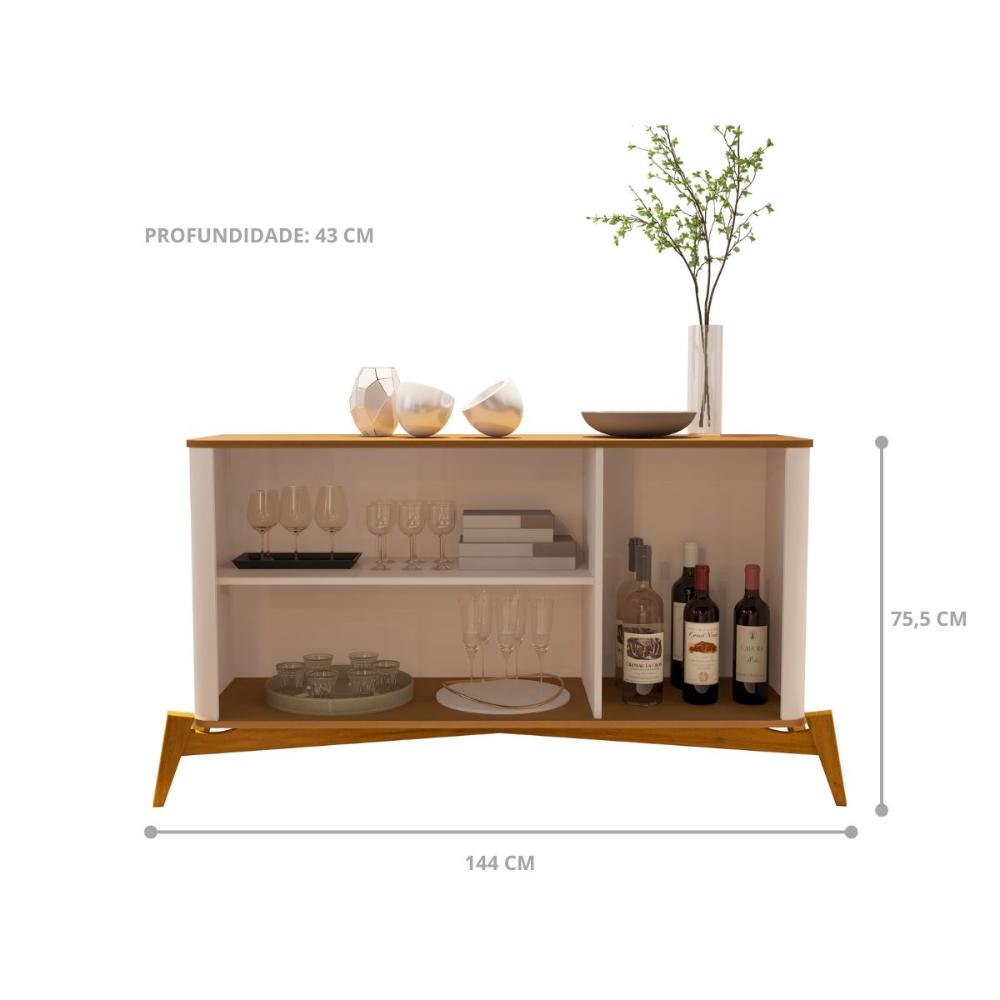 Conjunto Cristaleira e Buffet Alamo Off White Nature