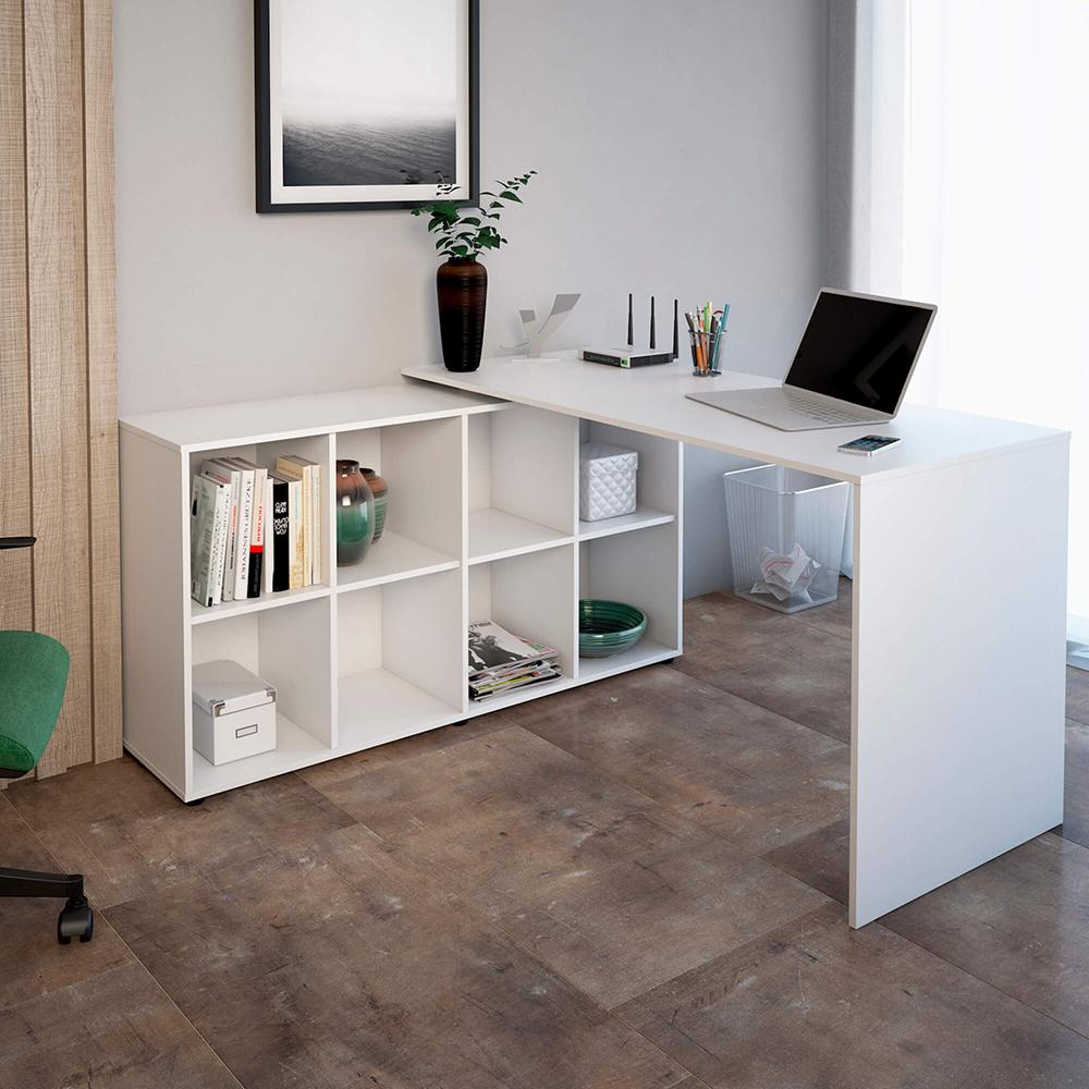 Conjunto Escrivaninha e Estante Ratisbona Branco