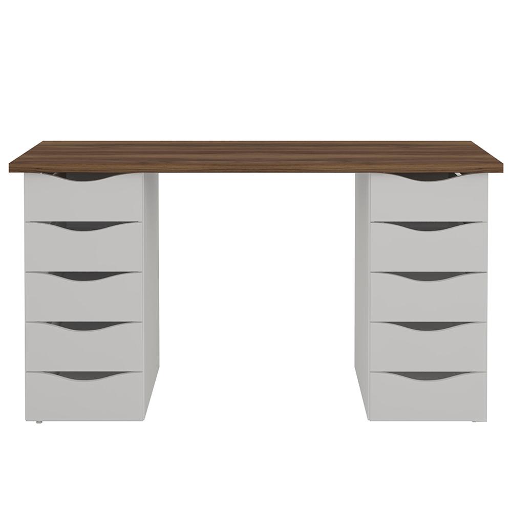 Conjunto Escrivaninha e Gaveteiro Dundee Nogal Branco