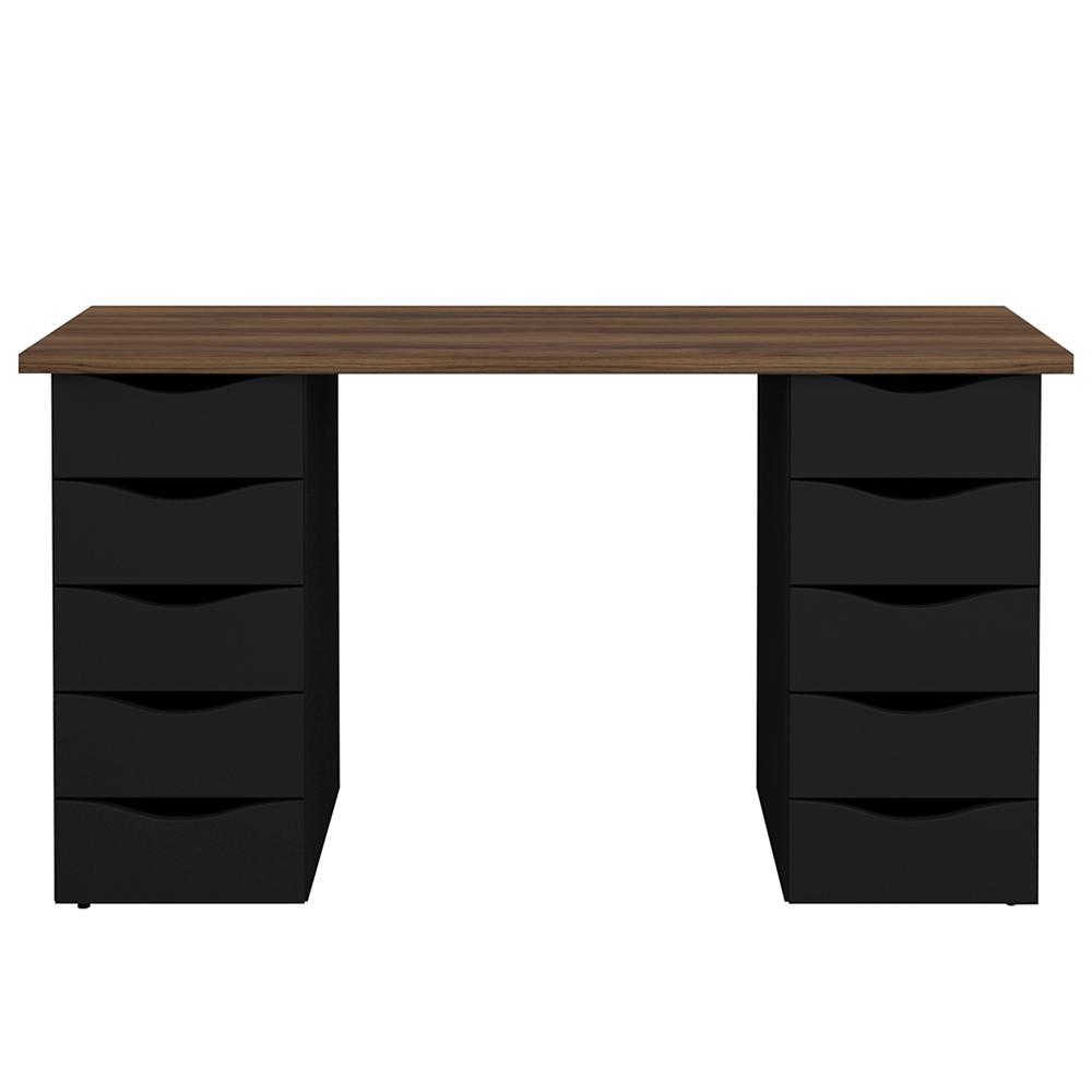Conjunto Escrivaninha e Gaveteiro Dundee Nogal Preto