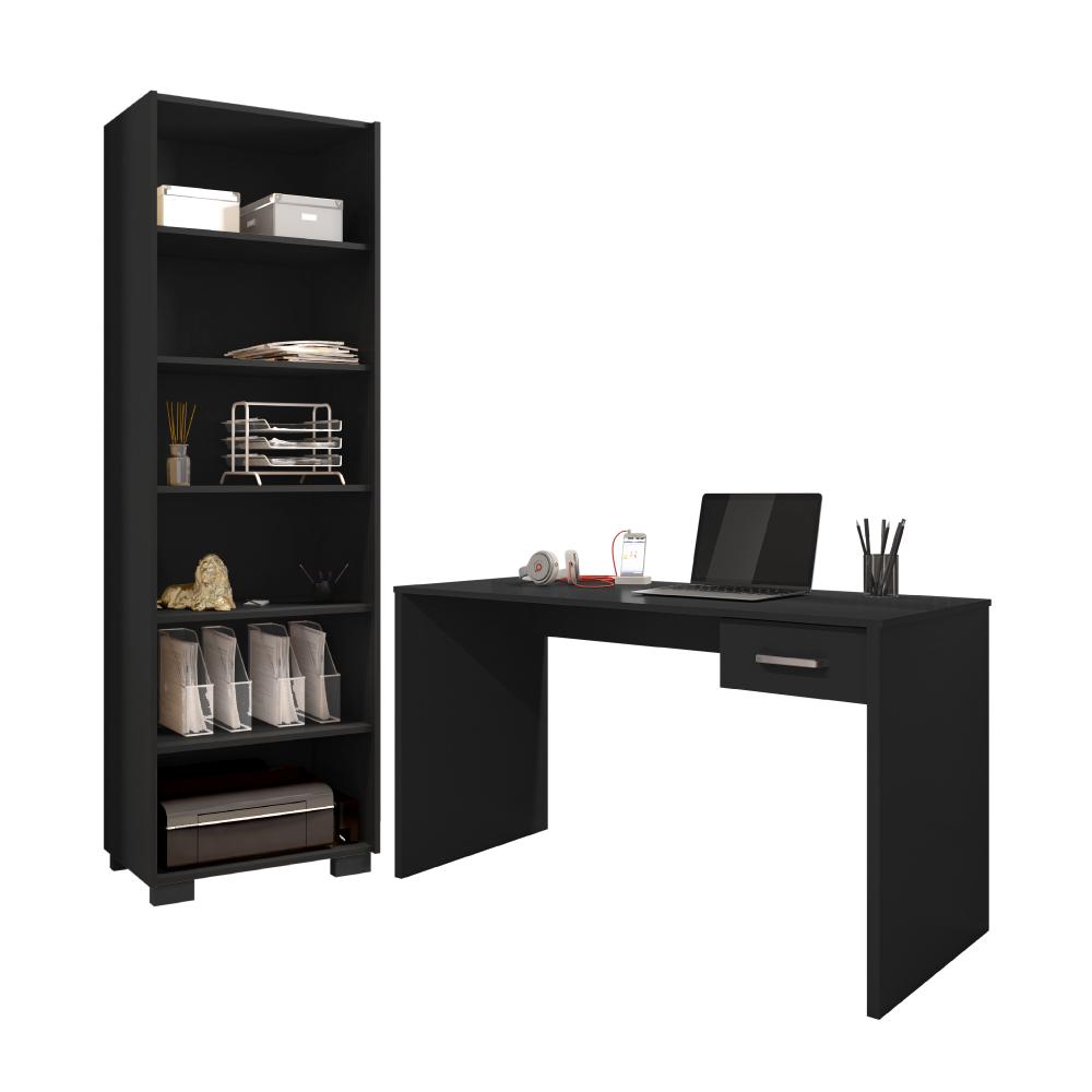 Conjunto Escrivaninha e Livreiro Eloise Preto Trama