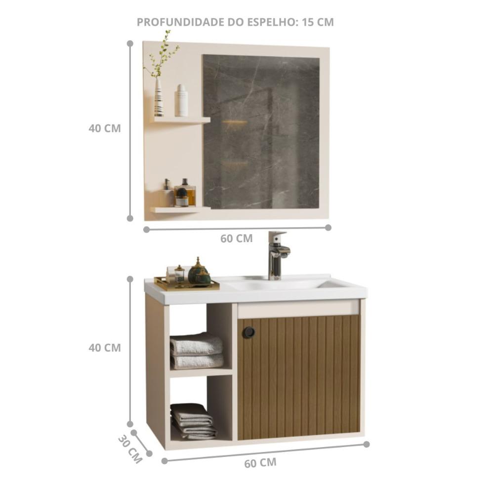 Conjunto Gabinete com Cuba e Espelheira Juárez Pérola/Ripado
