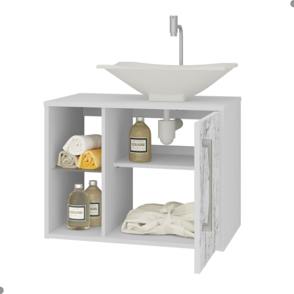 Conjunto Gabinete e Espelheira Grenoble Branco Carrara