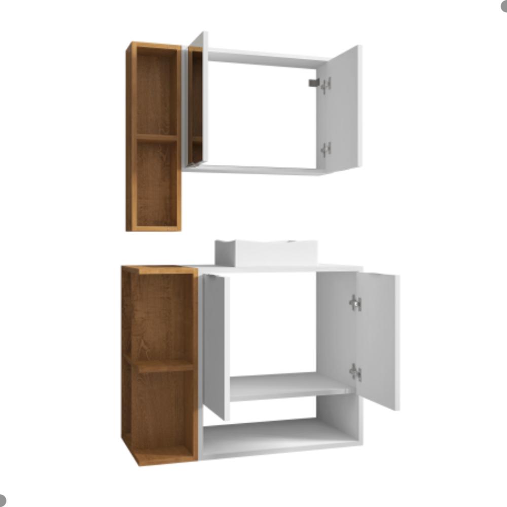 Conjunto Gabinete e Espelheira Rennes Branco Naturale 