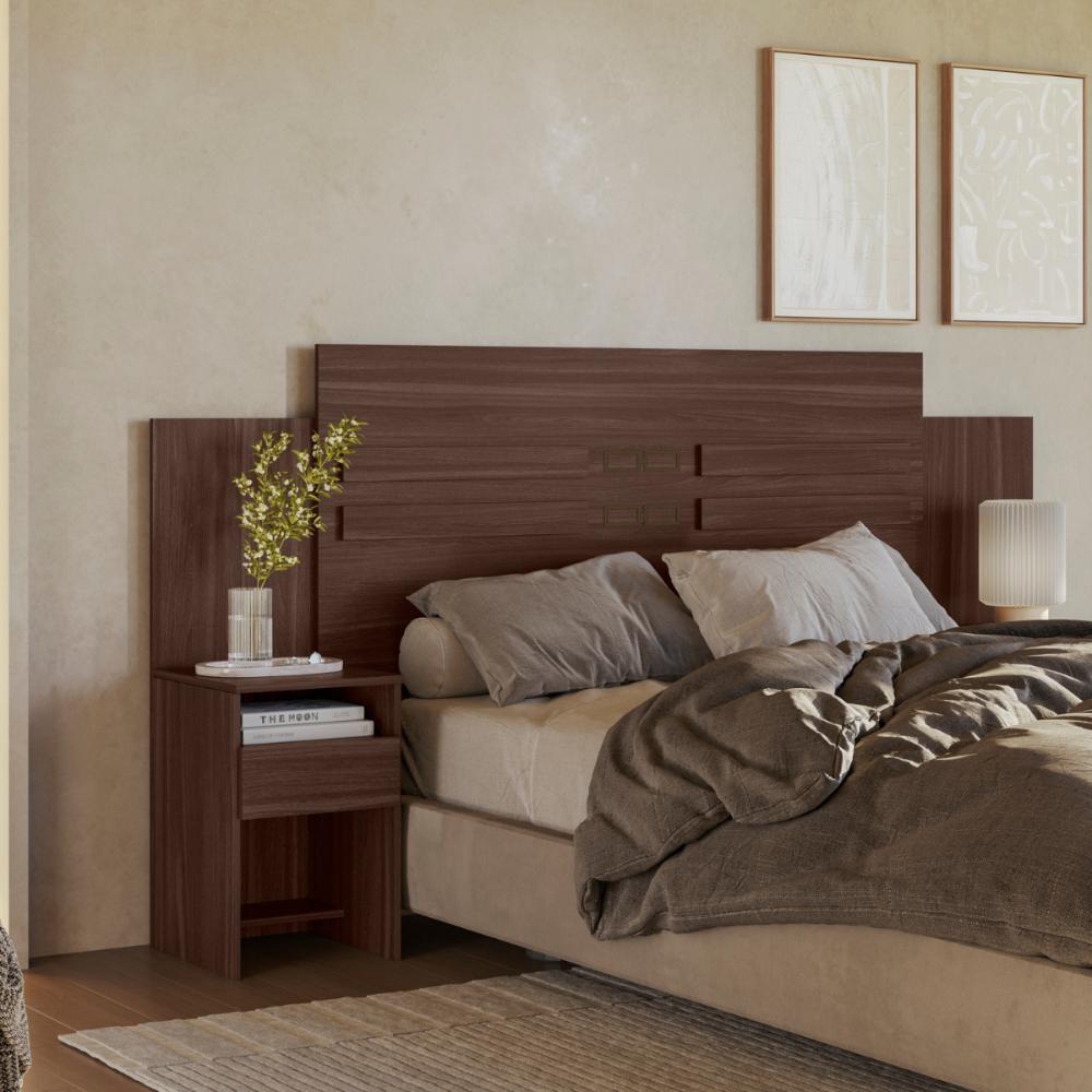 Conjunto Guarda Roupa 4 Portas e Cabeceira Lorena Cafe Touch