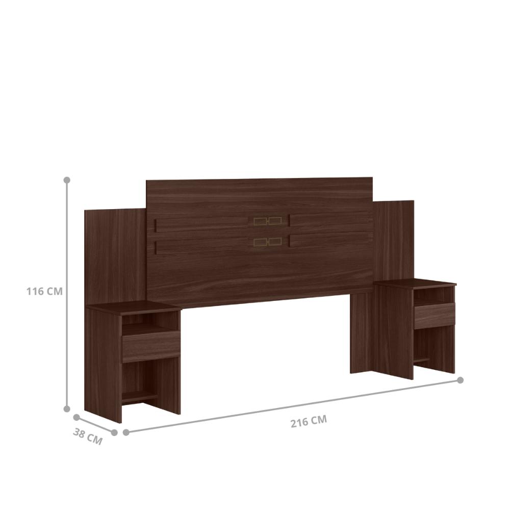 Conjunto Guarda Roupa 4 Portas e Cabeceira Lorena Cafe Touch