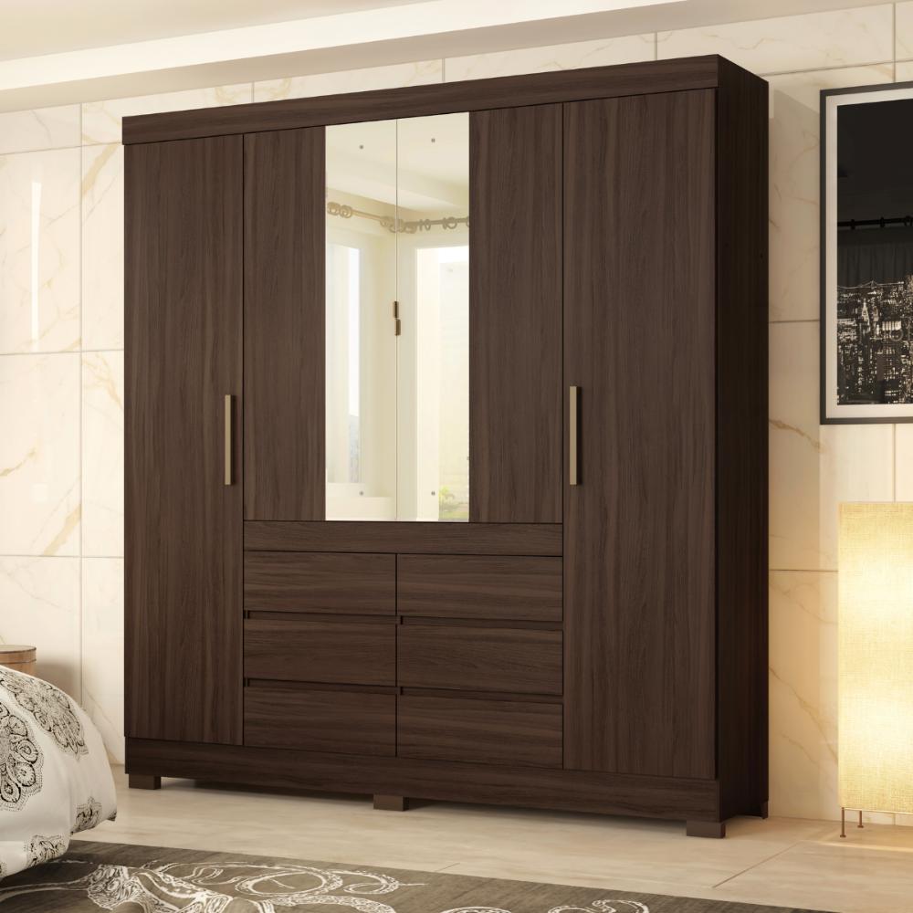 Conjunto Guarda Roupa 4 Portas e Sapateira Lira Cafe Touch