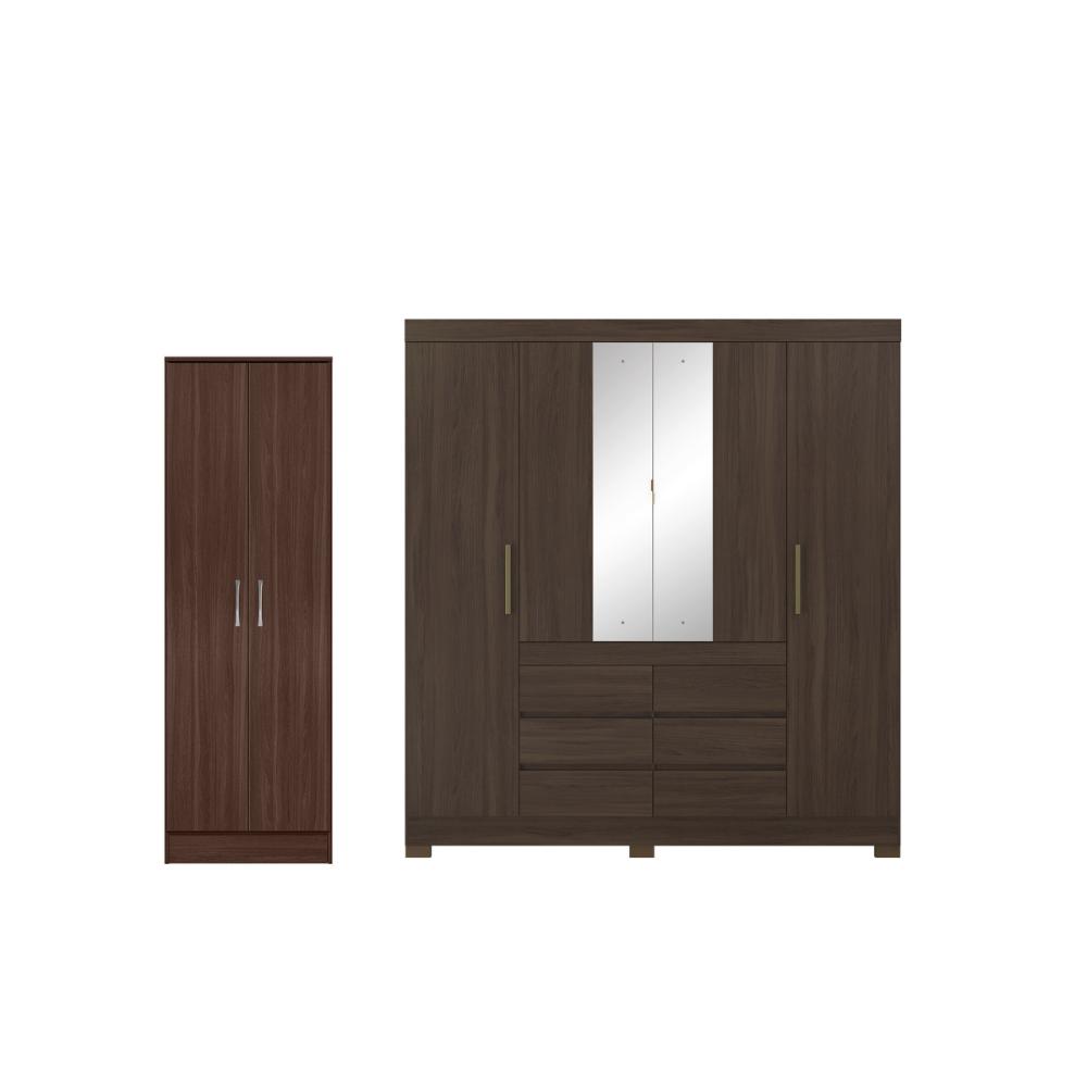 Conjunto Guarda Roupa 4 Portas e Sapateira Lira Cafe Touch