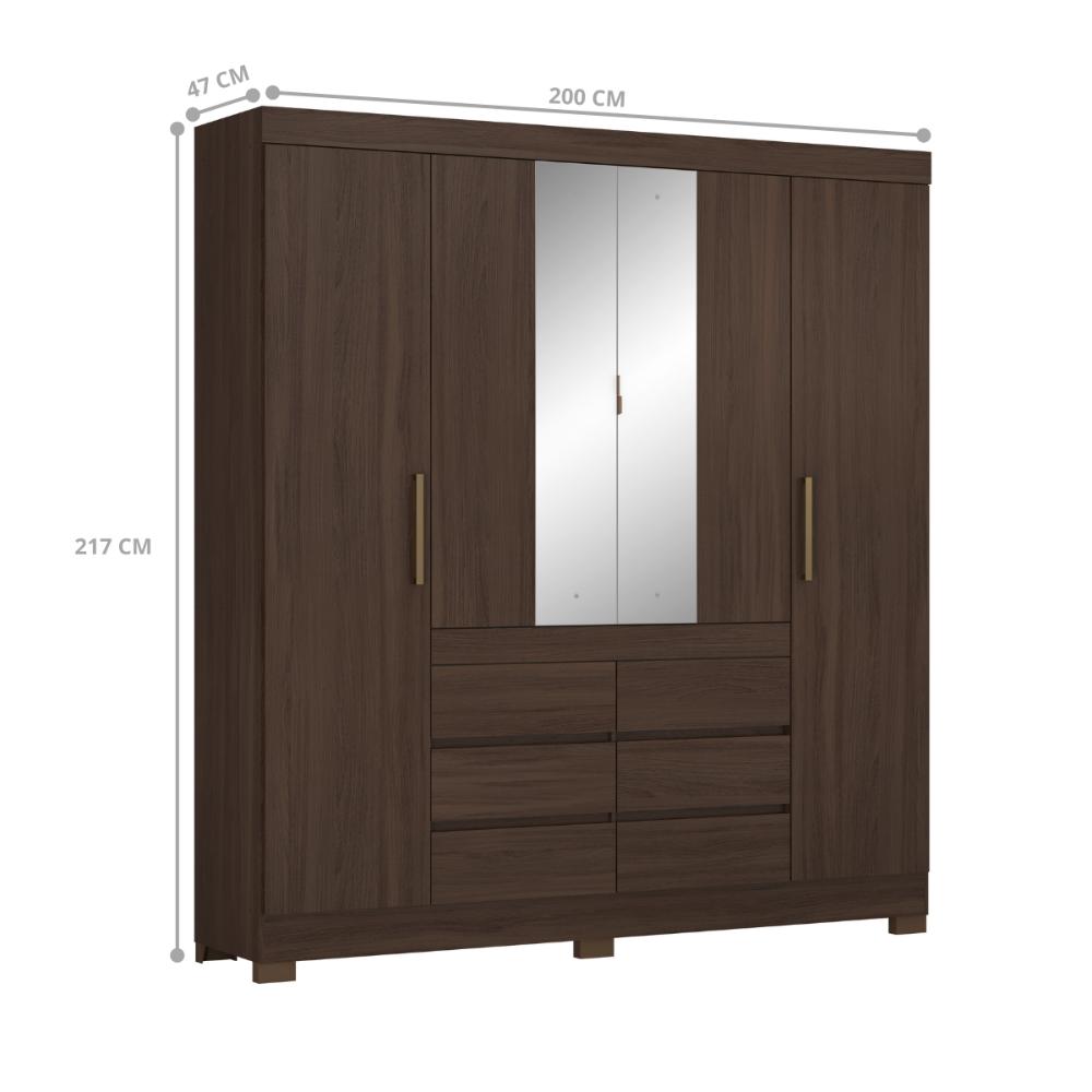 Conjunto Guarda Roupa 4 Portas e Sapateira Lira Cafe Touch
