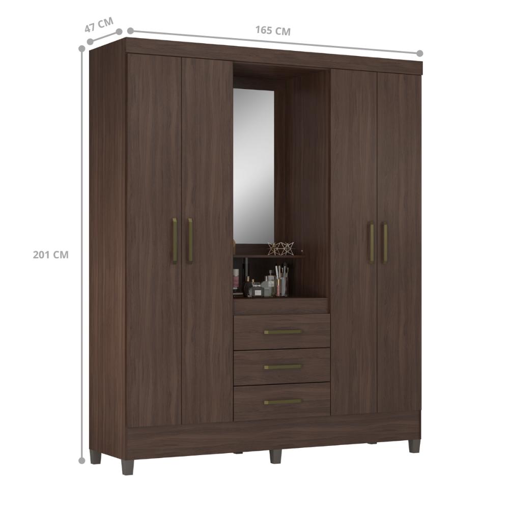 Conjunto Guarda Roupa 4 Portas e Sapateira Matos Cafe Touch