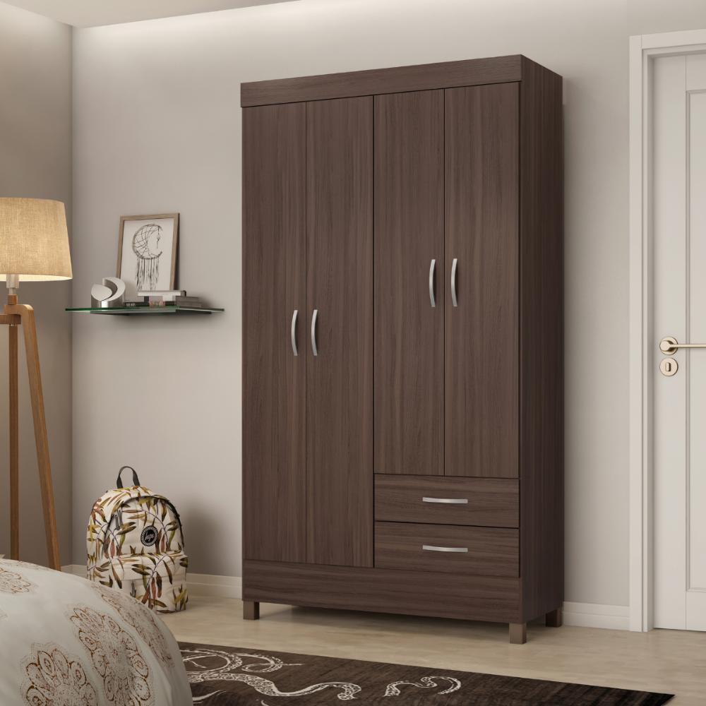 Conjunto Guarda Roupa 4 Portas e Sapateira Noth Cafe Touch